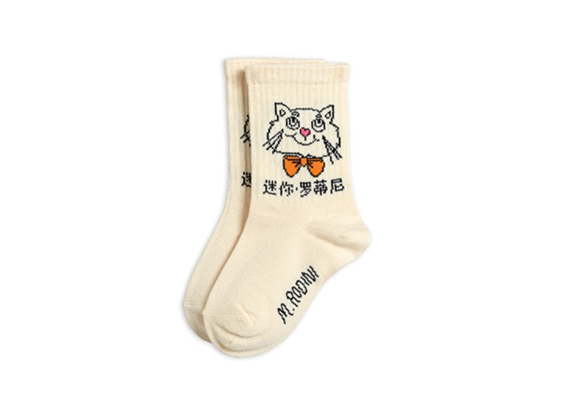[mini rodini]Cat socks-Offwhite