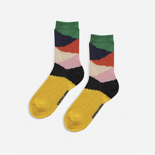 [bobochoses] Multi Color Block short socks
