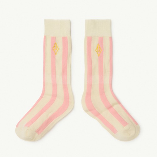 [T.A.O.] HEN KIDS SOCKS - Pink Stripes Logo