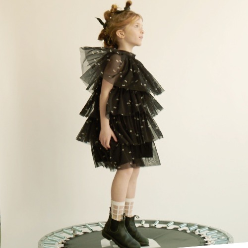 [beauloves] Black Out Of This World Tulle Mini Masks Tiered Dress