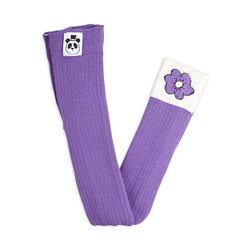 [minirodini] Spaceflower ribbed leggings - Purple
