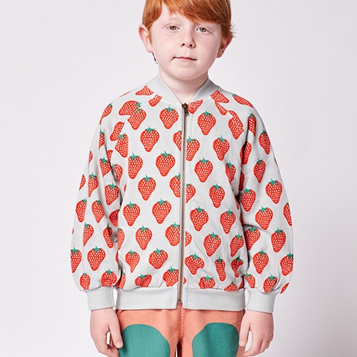 [bobochoses] Strawberry all over zipped sweatshirt