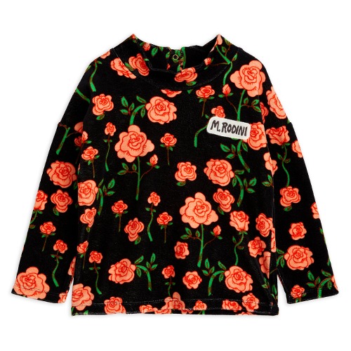 [minirodini] Roses velour sweater - Black