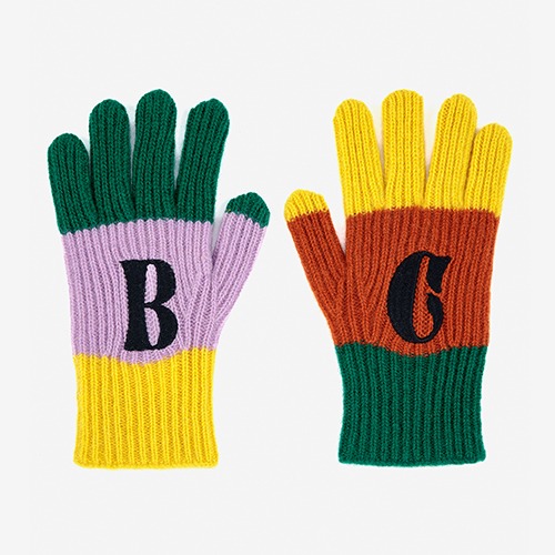 [bobochoses] BC color block knitted gloves - KID