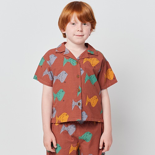 [bobochoses] Multicolor Fish all over woven shirt - KID