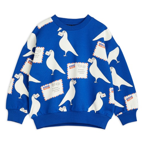 [minirodini] Pigeons aop sweatshirt - Blue