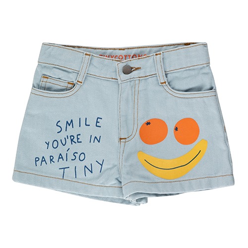 [tinycottons] SMILE SHORT - washed blue