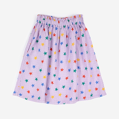 [bobochoses] Multicolor Stars all over woven midi skirt - KID