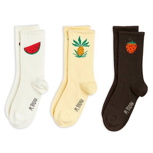 [minirodini] Fruits socks 3-pack - Brown