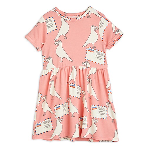 [minirodini] Pigeons tencel aop ss dress - Pink