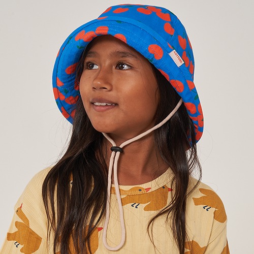 [tinycottons] CHERRIES BUCKET HAT - lapis blue/summer red