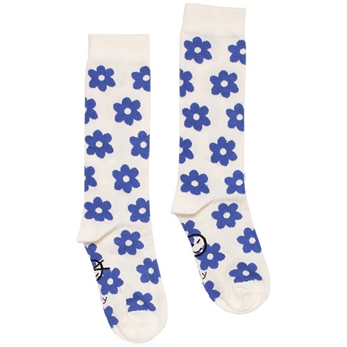 [wynken] Flower Sock - CHALK / BASKET BLUE
