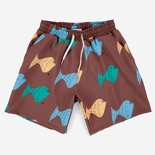 [bobochoses] Multicolor fish all over swim bermuda shorts - KID