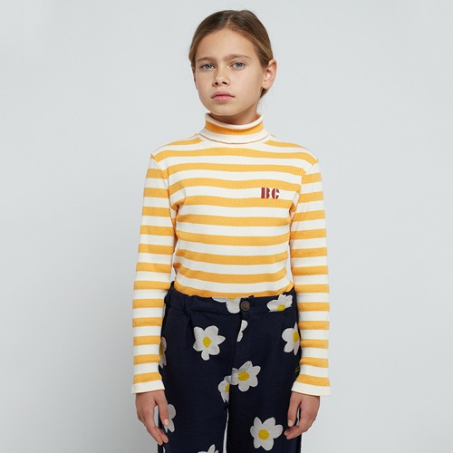 [bobochoses] Yellow stripes turtle neck T-shirt