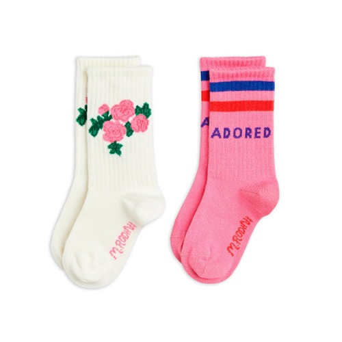 [minirodini] Roses 2-pack socks - Pink